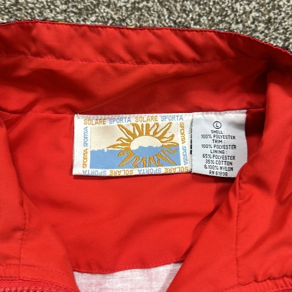 Vintage 80s Solare Sporta red paisley track jacket windbreaker size Large - Picture 2 of 4